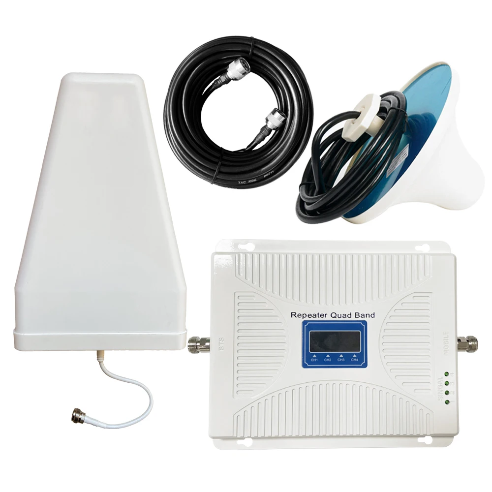 

110-240 В 20B-GDWB7 четырехдиапазонный усилитель сигнала 900 1800 2100 2600 GSM DCS 3G усилитель сигнала Комплект интеллектуального ретранслятора