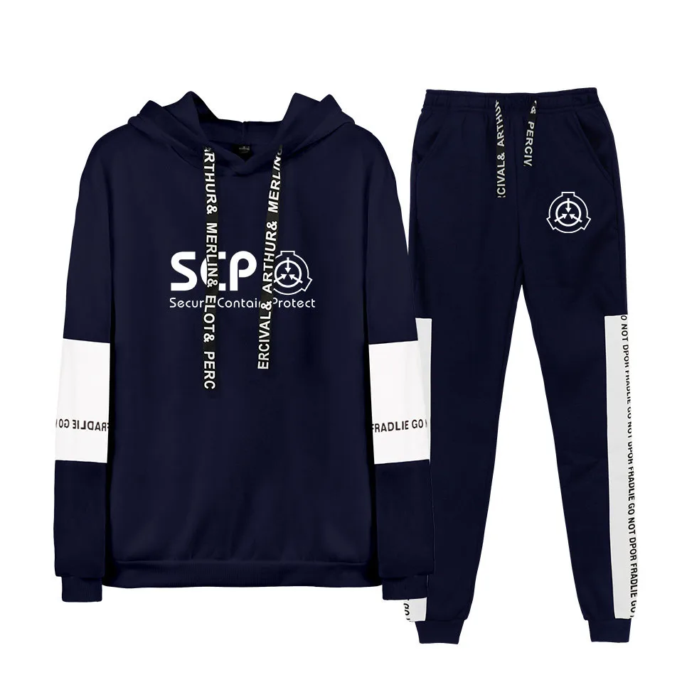 Scp Foundation белые толстовки + черные спортивные штаны Весна осень зима