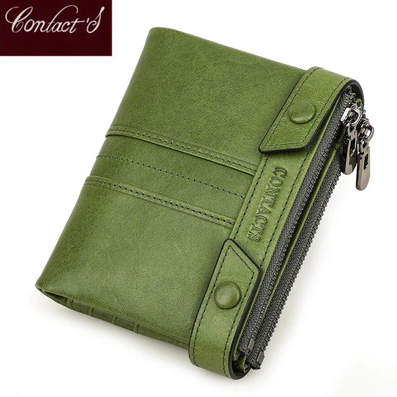 

Contact's Fashion Women Wallet Leather Coin Purse for Ladies Genuine Leather Wallets Small Money Bag Quality Card Holder Wallet