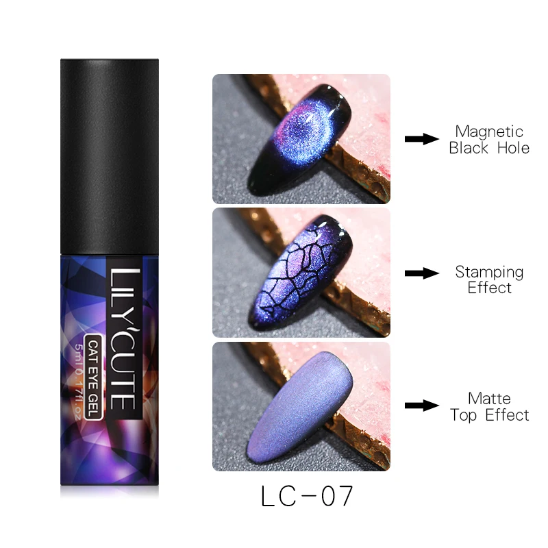 LC 07 LILYCUTE 9D Galaxy кошачий глаз Магнитный Гель-лак для ногтей Auroras ногтей матовый градиентный стойкий замачиваемый УФ-Гель-лак - Цвет: LC 07