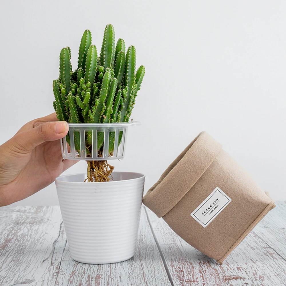 Gray/ Khaki Plant Grow Bag Home Decorations Desktop Flower Basket Fleshy Felt Pot Thicken Garden Pot Garden Supplies