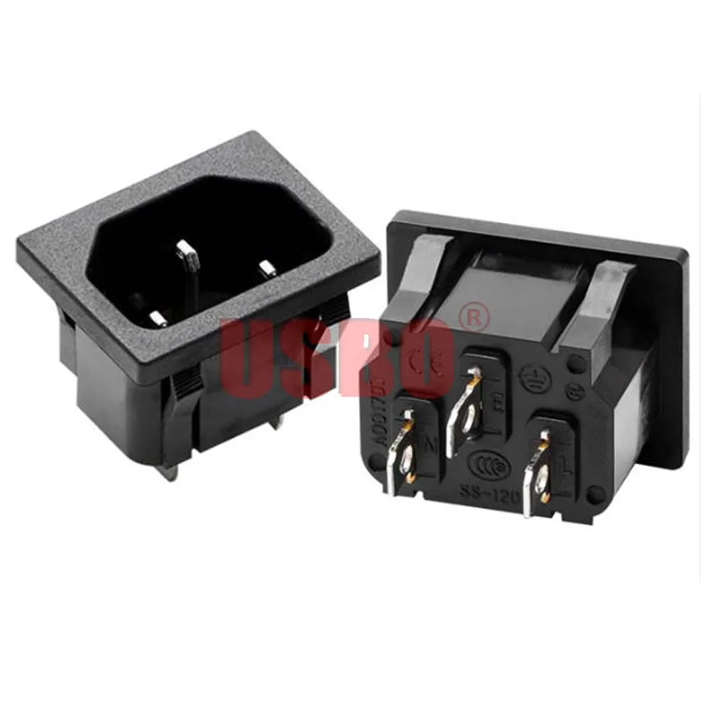 Универсальная черная розетка переменного тока 10 А 250 В с тремя контактами|power