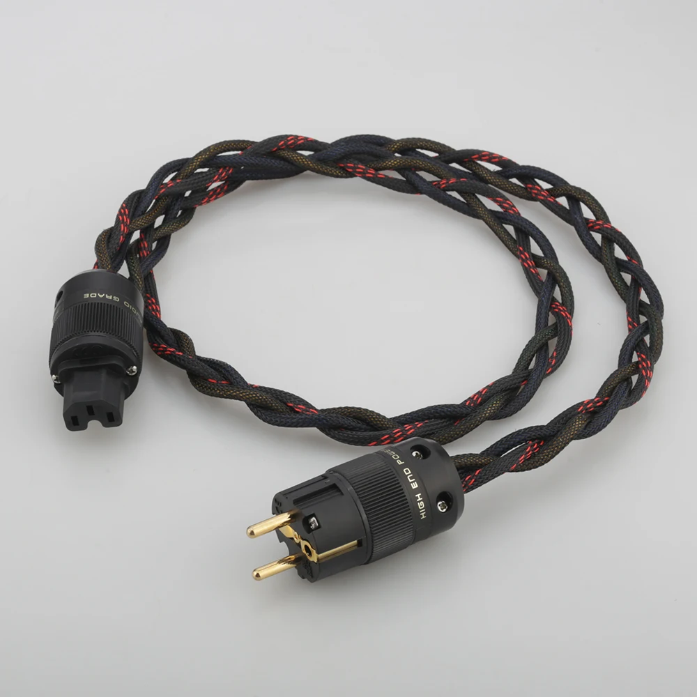 High Quality P103 Audiocrast Schuko Mains Power Cord Cable HIFI CD Amplifier Amp EU Power Plug Cable Braided AC Power Kabel