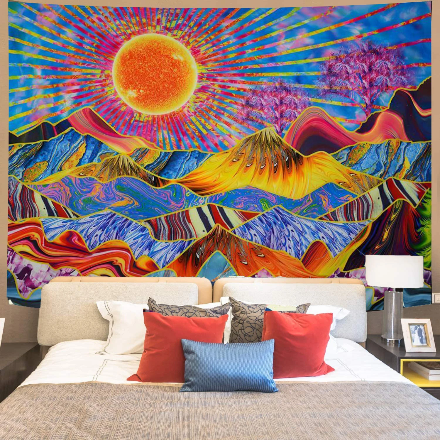 Psychedelic горный гобелен украшение для дома в общежитии аксессуары настенное