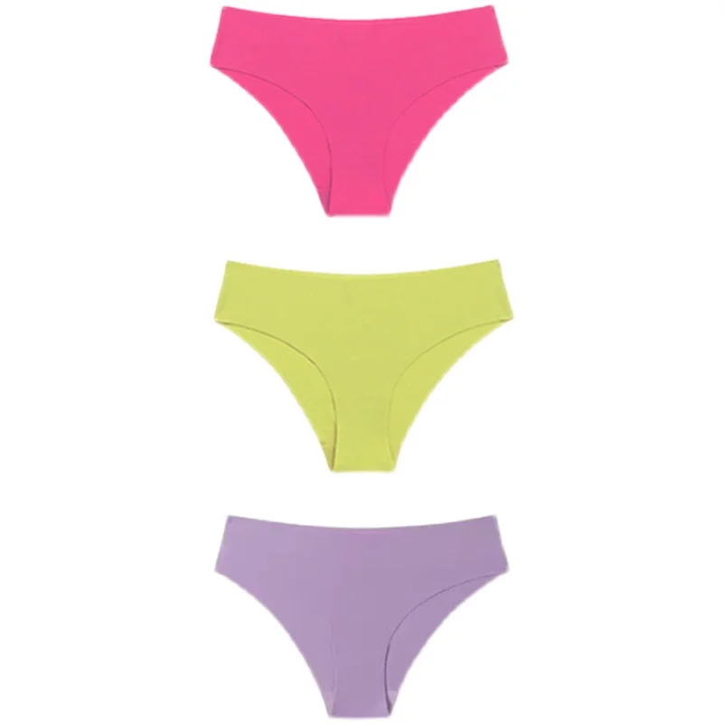 

3PACKS Woman Underwear Sexy Panties Solid Ultra-thin Low-Rise Ruffles Briefs Lingerie Underpants For Fitness