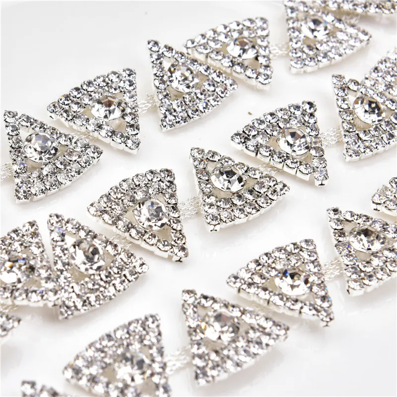 1 ярд 16 мм треугольная отделка стразы Серебряная Хрустальная цепочка свадебное