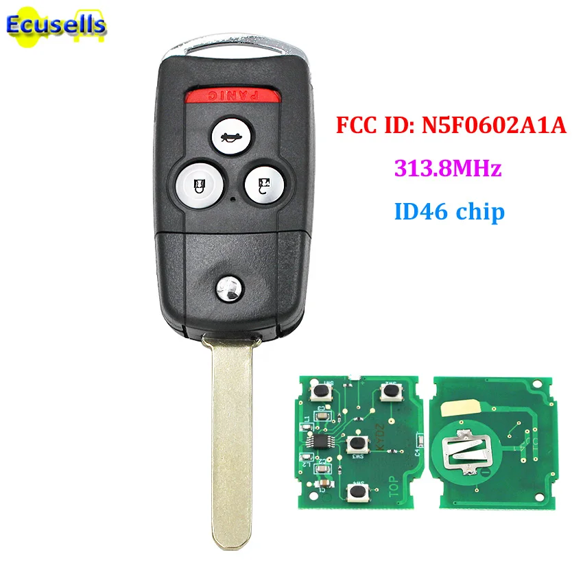 Дистанционный ключ с 4 кнопками чип ID46 313 8 МГц для Acura MDX RDX 2007-2012 FCC ID: N5F0602A1A |