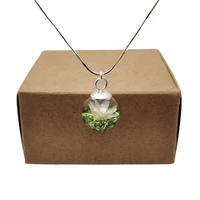 daisy real flower green treasure island mineral pendant sterling silver color snake chain necklace women choker boho jewelry