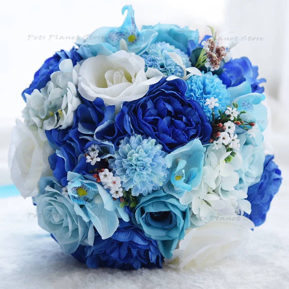 Wedding supplies D564 Blue and white rose bouquets bridal best wedding gifts for friends | Дом и сад