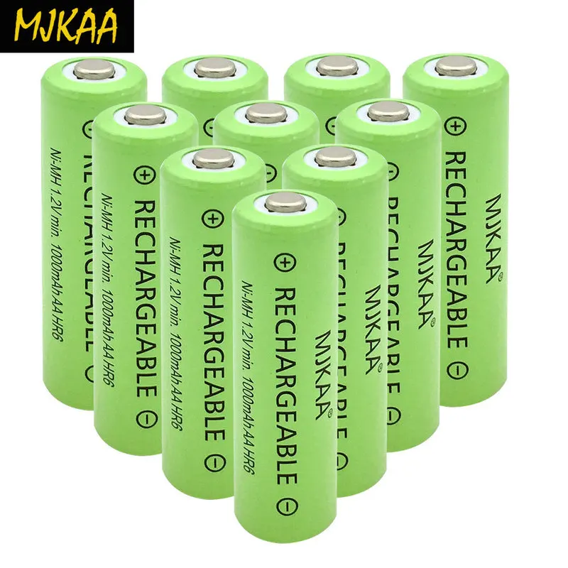 MJKAA 1 2 V 1000mAH ni mh перезаряжаемые батарейки AA подходит для фонарика игрушки охраны