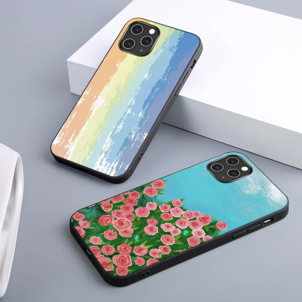 

Art Oil Painting Mobile Phone Case for IPhone 12 11 Pro SE 2020 XR XS Max X 6 6S 7 8 Plus Soft TPU Back Cover Fundas Coque