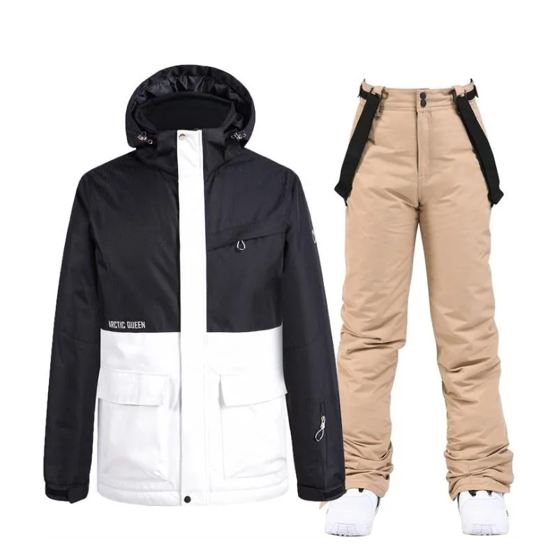 

2020 New Fashion Color Matching Ski Suit Women Windproof Waterproof Ski Snowboard Jacket and Pants Suit Female Snowsuit Winter