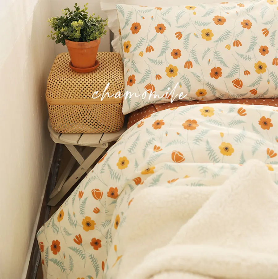 

Cute sweet flower chammilk bedding set,romantic lovely cotton twin full queen home textile bed sheet pillow case duvet cover