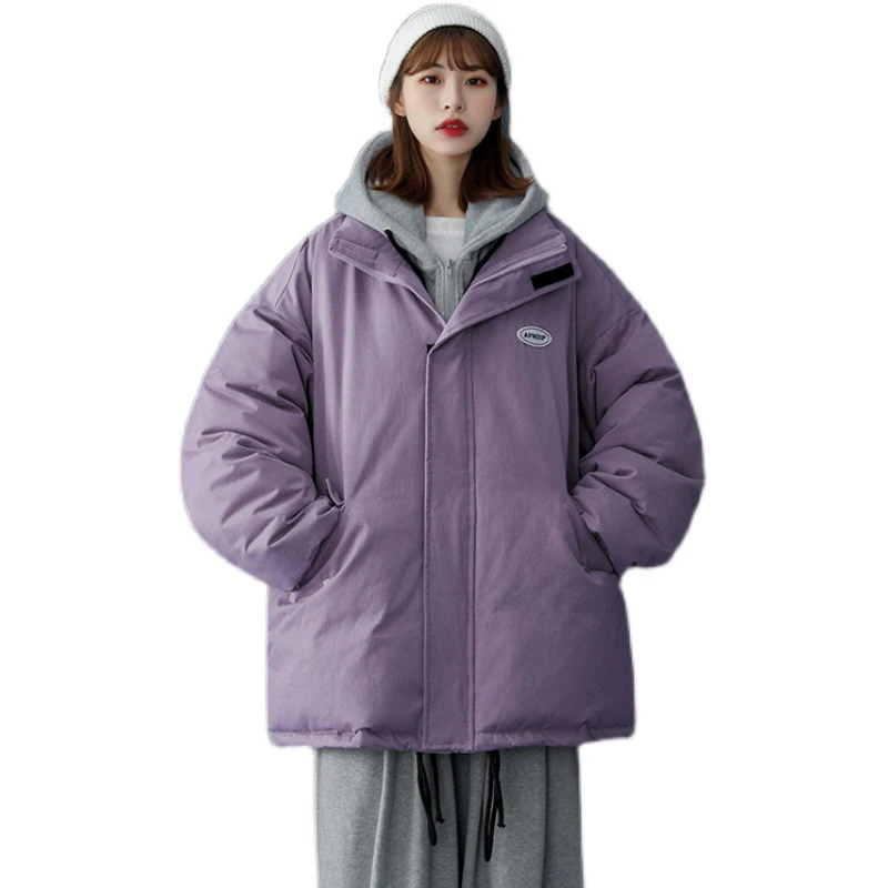 Fake Two Pieces Jacket Women Winter Thicken Oversized Bubble Coat Couple Parkas Warm Cotton Padded Hooded Jacket Parka Winter