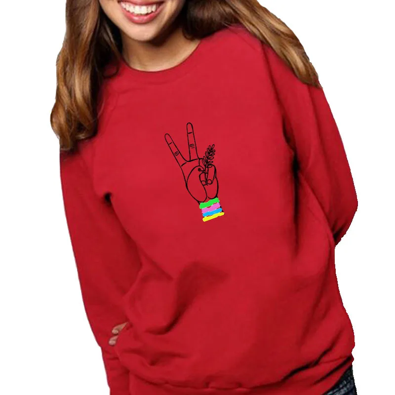 

Women Hoodie Yeah Gesture Printed Hoodies Women Fleece Long Sleeve O Neck Loose Sweatshirt Girls Pullovers Winter