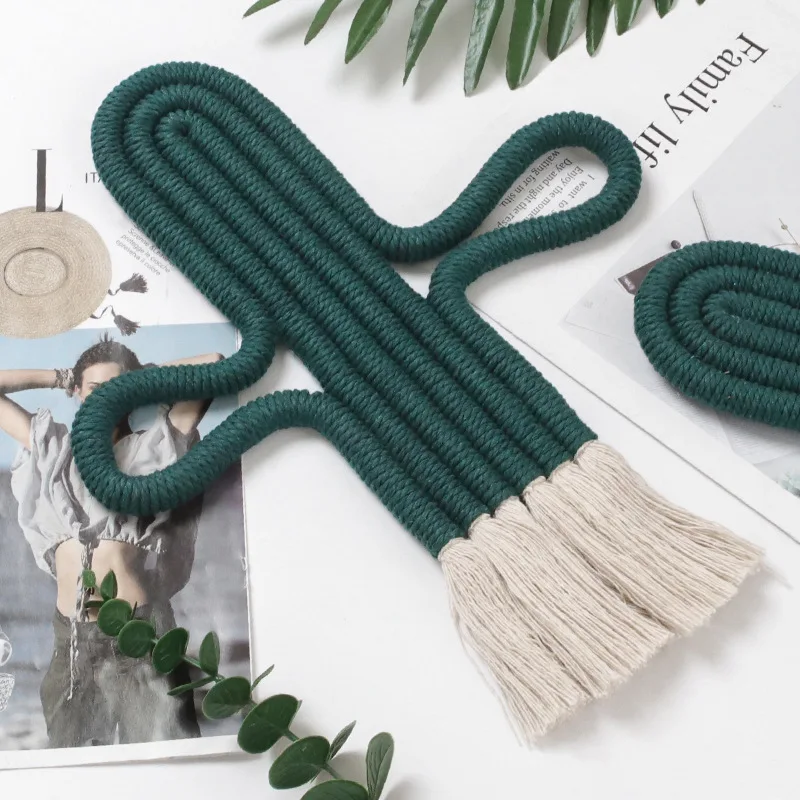 

Гобелен Ins в скандинавском стиле ручной работы, Радужный Настенный декор в стиле бохо, с кактусами и кисточками, украшение для детской комна...