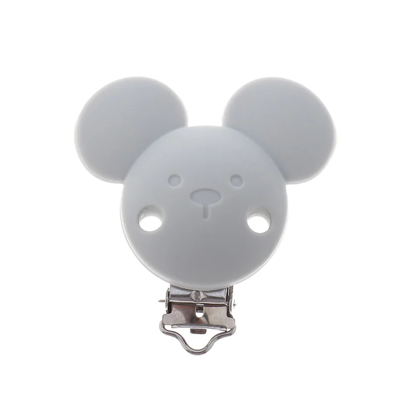 Fkisbox 2pcs Mouse Pacifier Clip Silicone Bead Baby Teether& Plastic Teething Accessories Nipple Clasps Toy DIY Round Koala