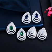 cwwzircons delicate turtle round micro pave cubic zirconia blue green crystal big stud earrings for women korean jewelry cz923