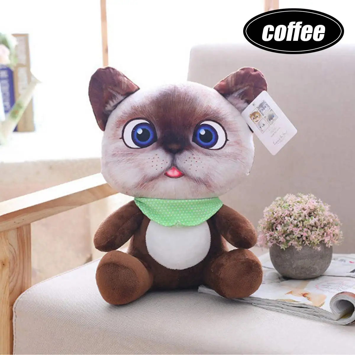 

Cute Soft 3D Simulation Stuffed Cat Toys Double-side Seat Sofa Pillow Cushion Kawaii Plush Animal Cat Dolls Toys Gifts