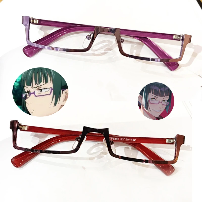 

Jujutsu Kaisen Maki Zenin Cosplay Glasses Purple Half Frame Eyeglasses Without Lens Anime Costume Props Accessories