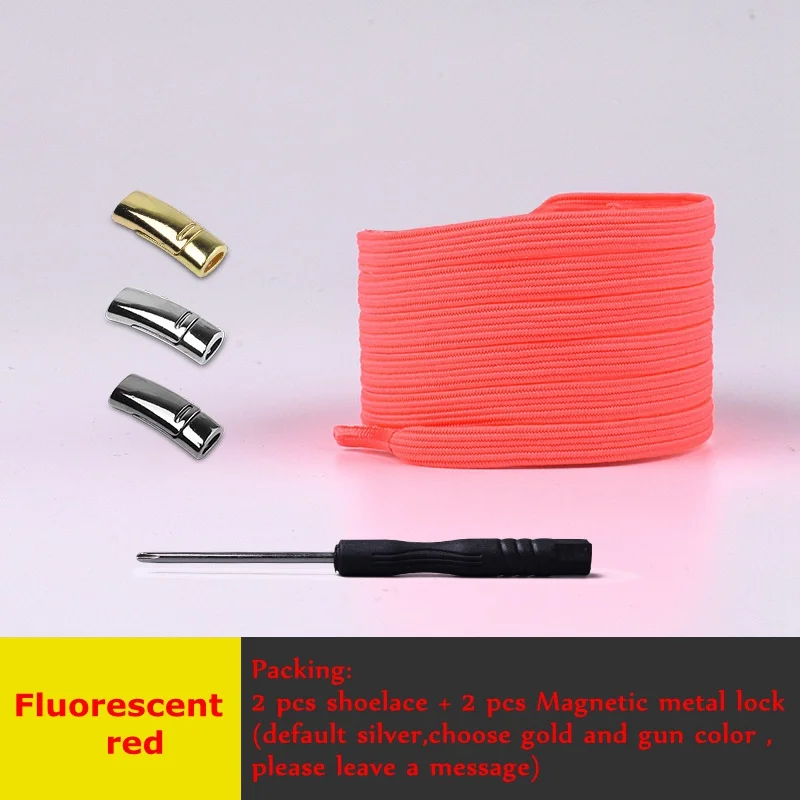 Fluorescence red 1 пара магнитных эластичных шнурков Быстрая блокировка шнурков без галстука обувь Кружева Дети Взрослые Унисекс Спортивные туфли со шнурками обувные шнурки для шнуровки - Цвет: Fluorescence red