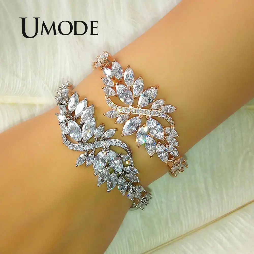 UMODE Браслет с швейцарским AAA+ цирконием в форме цветка огранка &quotМаркиз&quot