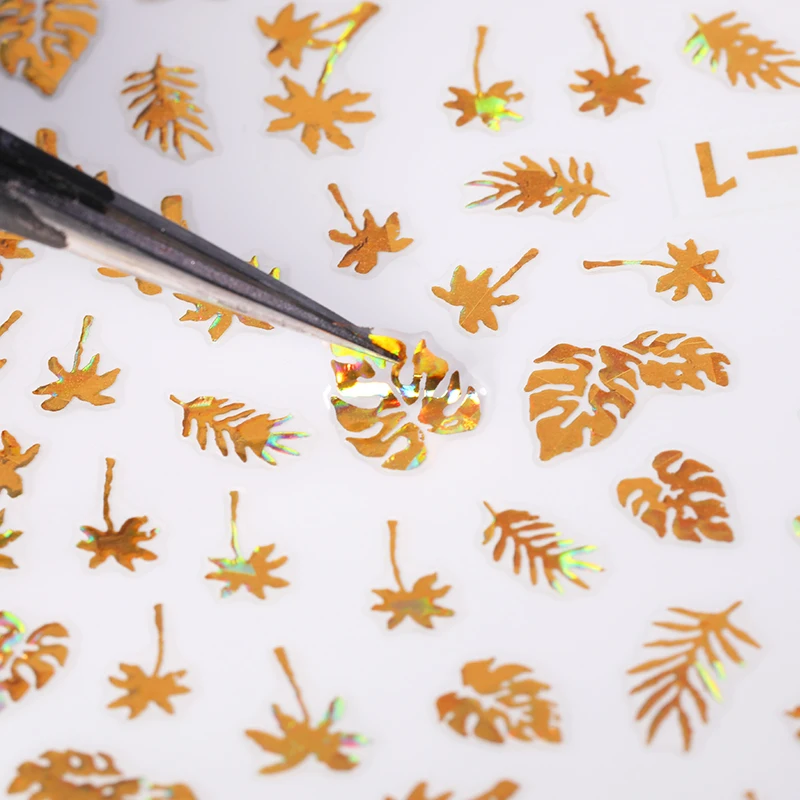 3D наклейки для дизайна ногтей сова цветок золотой серебряный ноготь Клейкие