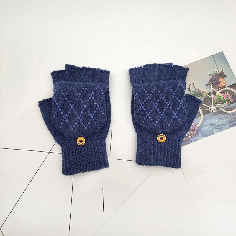 

Перчатки унисекс вязаные эластичные, черные, без пальцев, Осень-зима