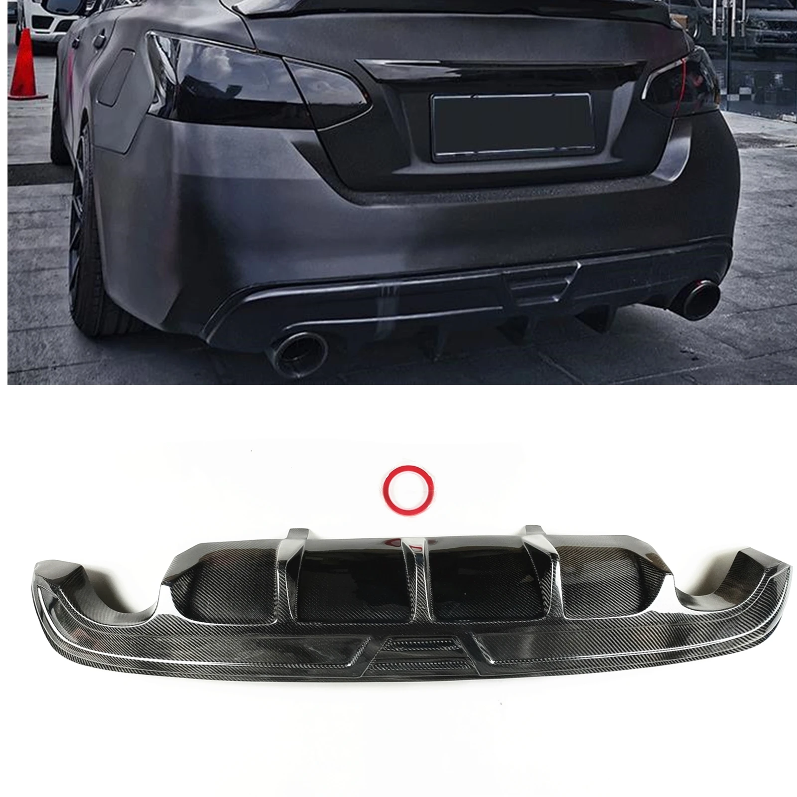 

For Nissan Teana Altima 2016-2019 Rear Bumper Diffuser Lip Real Carbon Fiber Car Exhaust Bracket Spoiler Plate Splitter Body Kit