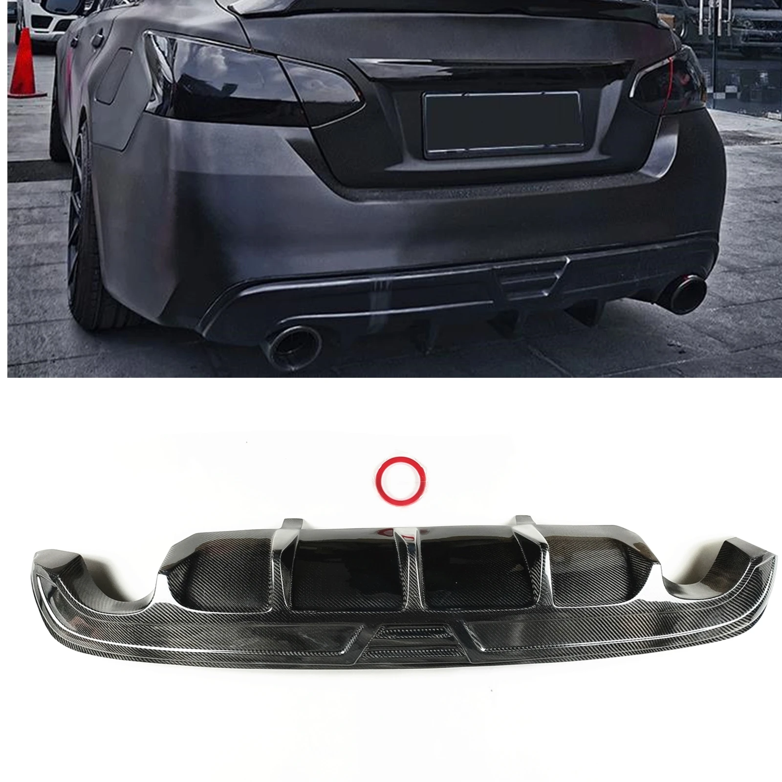 

Диффузор для заднего бампера Nissan Teana Altima 2016-2019, губа, кронштейн для выхлопных газов автомобиля из настоящего углеродного волокна, спойлер, пл...