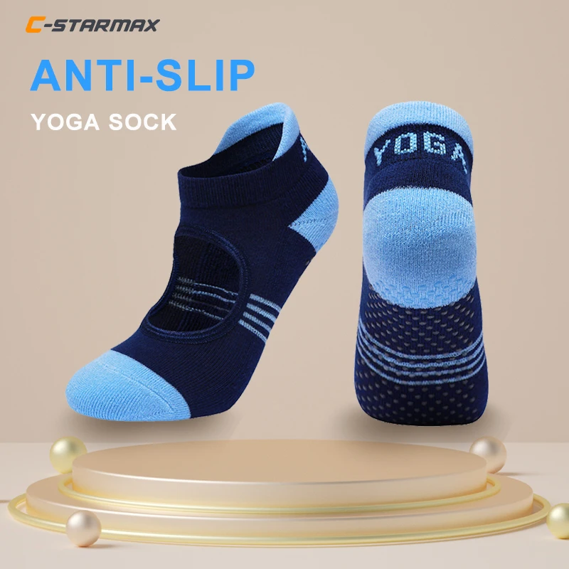 

C-star Anti Slip Floor Socks Non-slip Socks Hollow Out Gym Yoga Socks Silicone Fitness Cotton Dance Ballet Socks for Grils
