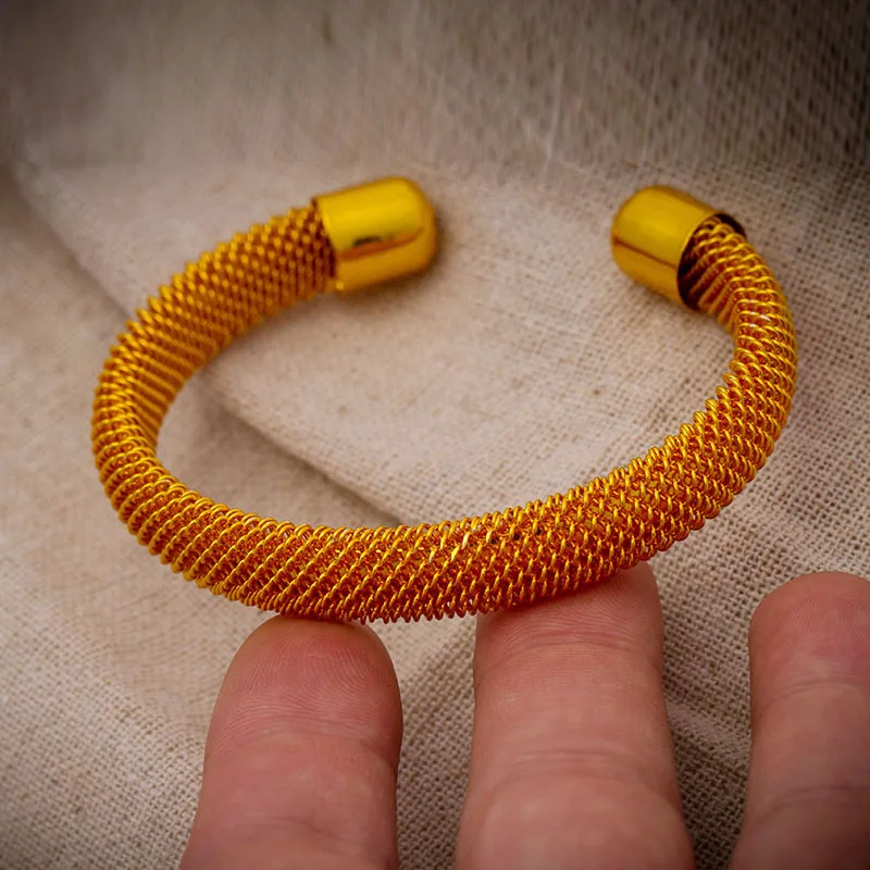 

Wando 1Pcs Gold Color Ethiopia Dubai Arab Cuff Bracelet Bangles for Women Kuwait Oman Wedding Jewelry African Gifts