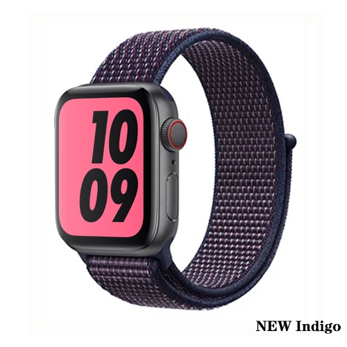 Нейлон pulseira для apple watch band 4 44 мм 40 мм(iwatch 5) apple watch 3 2 1 ремешок 42 мм 38 мм дышащий браслет ремень аксессуары - Цвет ремешка: NEW Indigo