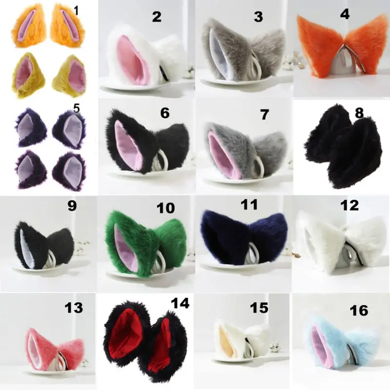 Клипса для волос с длинным мехом лисы и кошачьими ушками вечевечерние НКИ в стиле