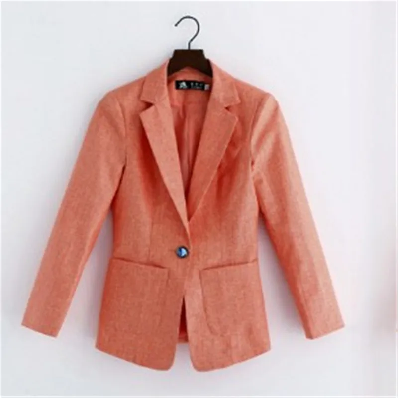 Льняная куртка Женский блейзер на одной пуговице Офисная Женская повседневная