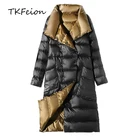 Женский пуховик, двусторонние одежда, 2020, новая мода, женское длинное зимнее пальто, светильник, тонкий стиль, большой размер, теплое пальто на утином пуху