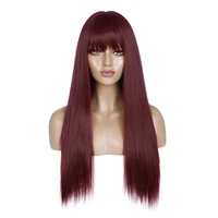 wine long cosplay wig straight long synthetic wigs for women cosplay party fake hair wigs heat resistant fibre