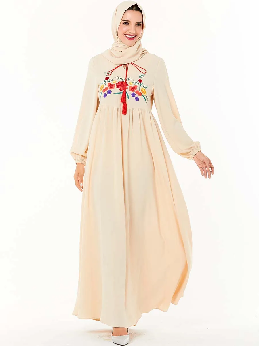 Elegant Muslim Abaya Dress Women Embroidery Loose Dubai Arab Moroccan Turkey Kaftan Hijab Eid Islamic Clothing Party Vestidos |
