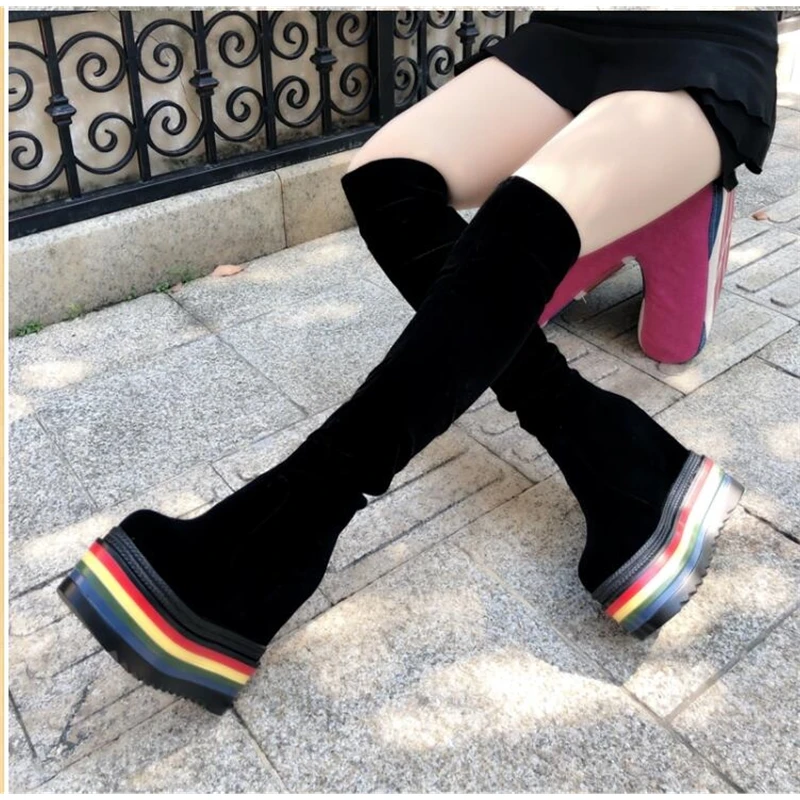 Новинка 2019 Универсальные женские Ботинки Martin на высоком каблуке с увеличенной