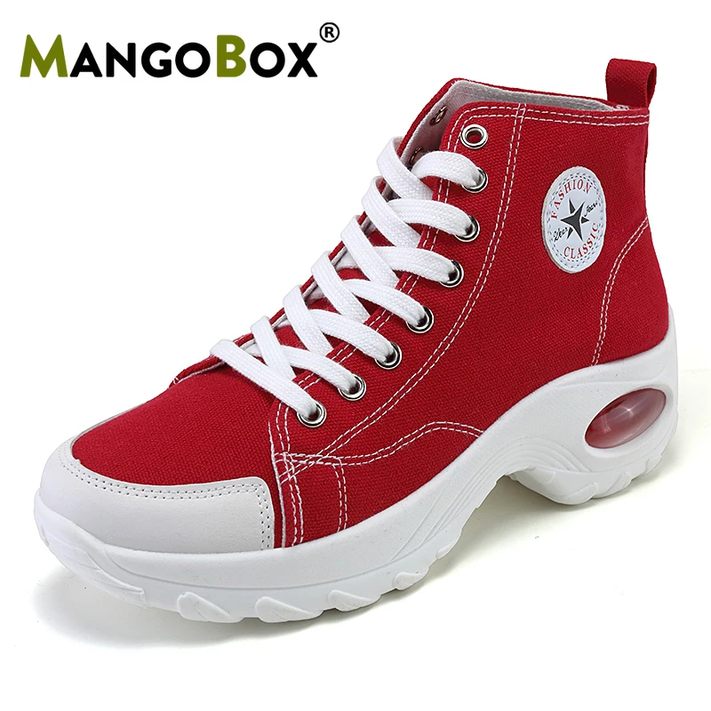 

Women High Top Platform Sneakers Girls Thick Sole Wedge Shoes Height Increase Dancing Shoes for Women Canvas Walking Shoe Female