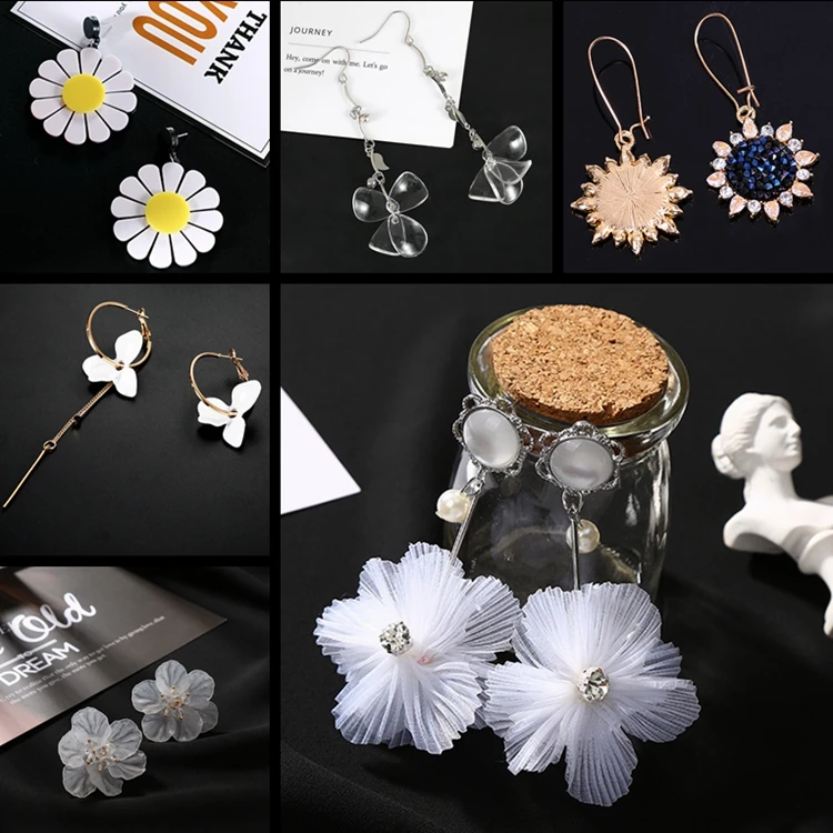 2019 корейские массивные серьги в виде цветов с жемчугом и кристаллами