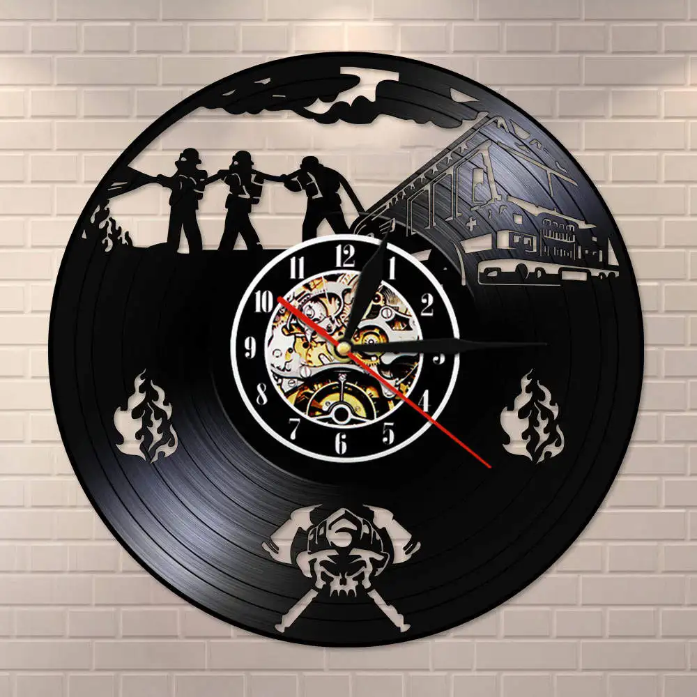 Виниловые настенные часы для пожарного отдела современные винтажные
