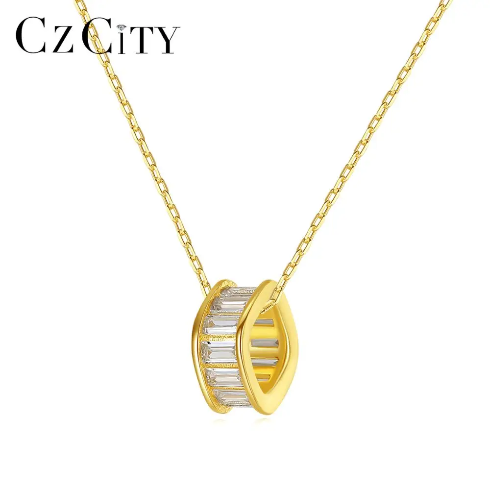 

CZCITY 925 Серебряное ожерелье для женщин обувь на выход вечерние 2020 мода колесо-Форма ясный с кубическим цирконием, ювелирное изделие, подарок ...