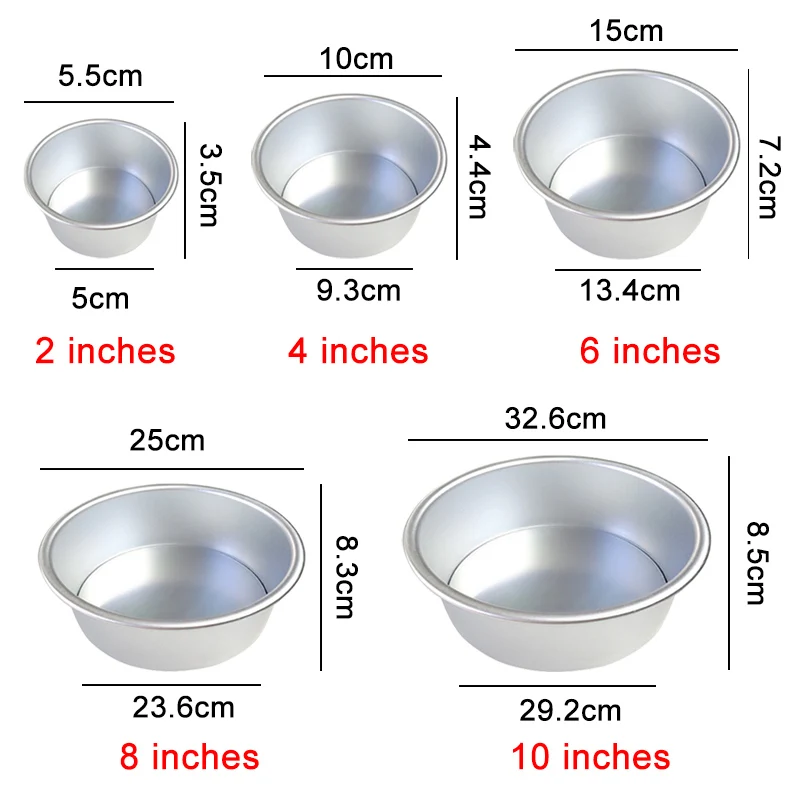 

2/4/6/8/10 Inch Cake Mold Aluminium Alloy Round DIY Cakes Pastry Mould Baking Tin Pan Kitchen Tool