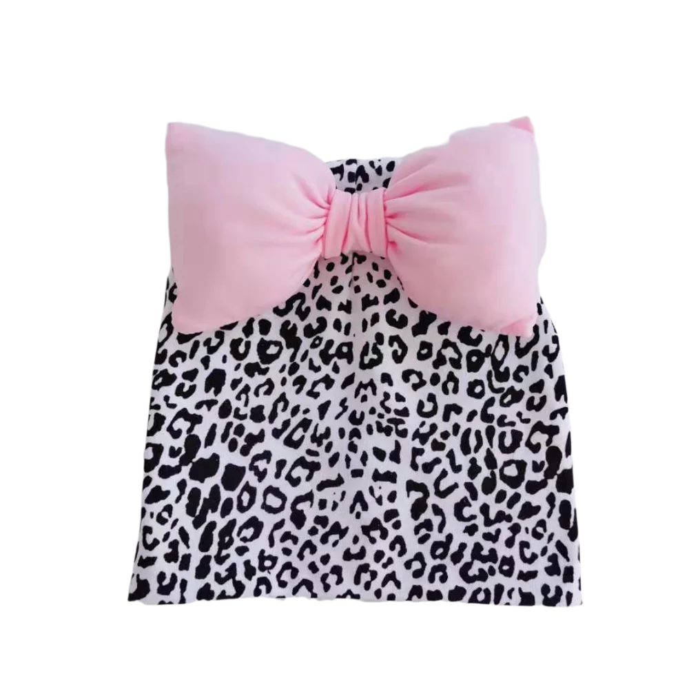 sweet Toddler infant Kids newborn hat leopard baby cotton big large bow tie caps beanie for girls Butterfly Knot Melamed | Детская
