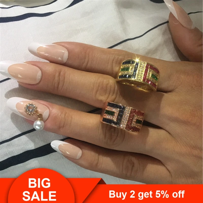 Винтажное женское коктейльное кольцо choucong разноцветное массивное обручальное