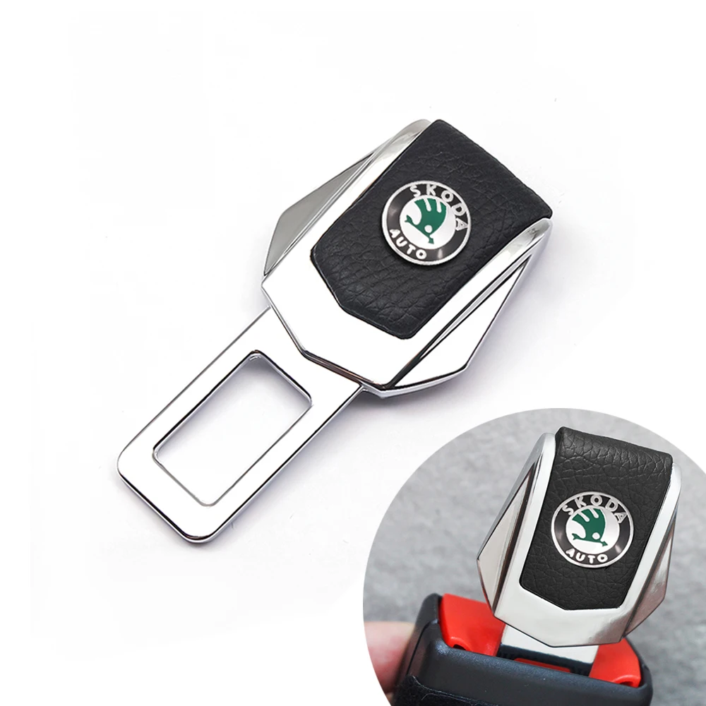 

Metal Leather Car Interior Safety Belt Plug Seat Belt Lock Buckle Seat Belt Clip For Skoda Octavia Fabia Rapid Yeti Kodiaq Super