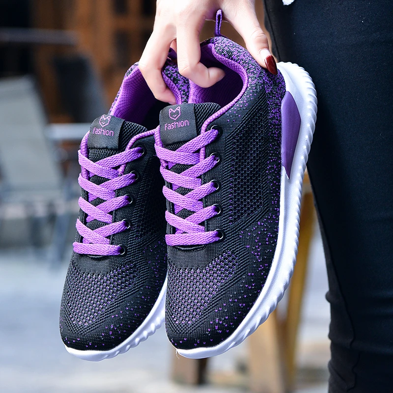 

Women Casual Shoes Fashion Breathable White Vulcanized Shoes Walking Mesh Lace Up Flat Shoes Sneakers Women 2019 Tenis Feminino