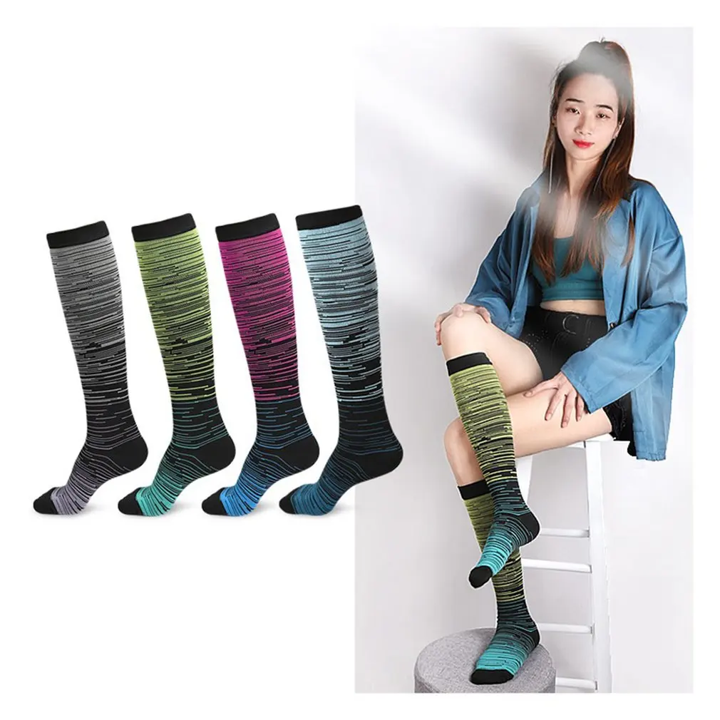 Спортивные высокие носки до середины икры с подтяжками для йоги фитнеса