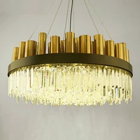 post modern luxury crystal chandelier for lobby living room villa gold hanging chandelier lighting fixtures home decor